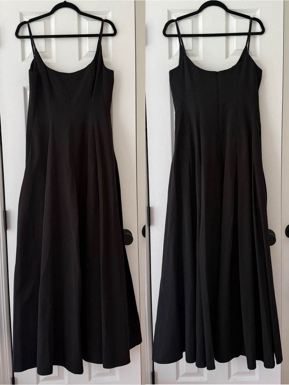 STAUD Joy Cotton Blend Gown Maxi Dress Black Side Pockets NEW with tag - Picture 3 of 8